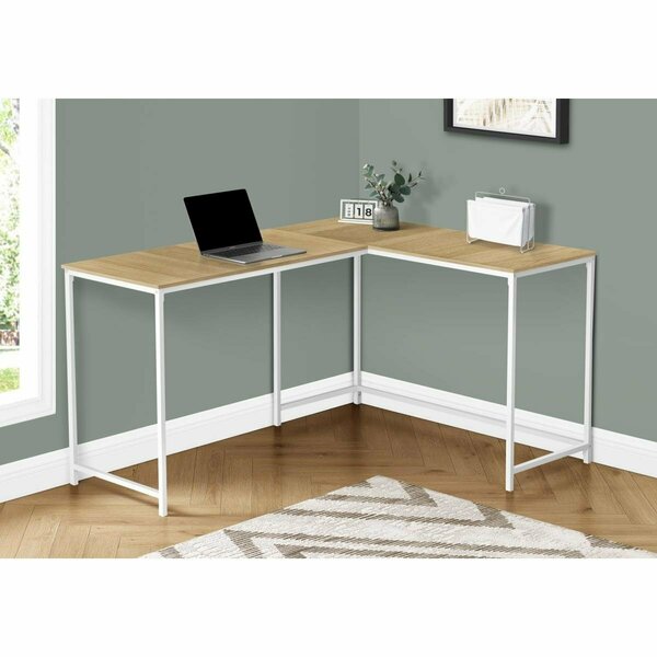 Clean Choice 58 in. Computer Desk Natural & White Metal Corner CL3291959